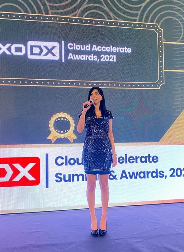 Rima Iskandarani hosting an awards ceremony in Dubai
